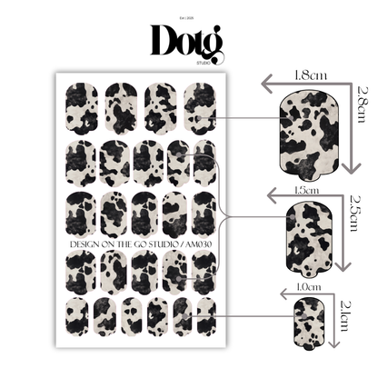 Cow Print Nail Wraps Black White Pattern Long Lasting Gel Alternative Statement Nails