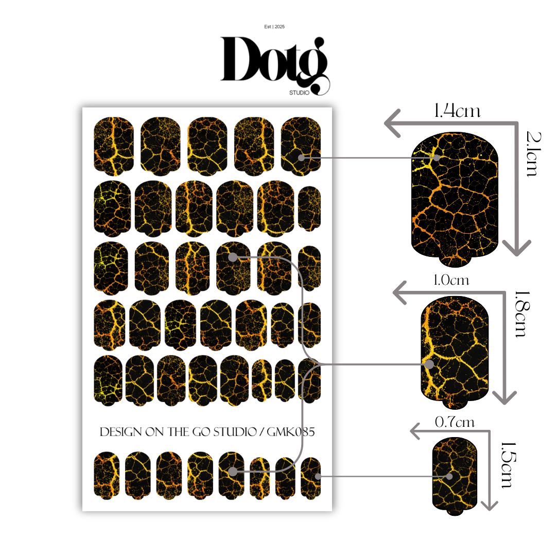 Gold Crackle Stone Nail Polish Wraps DIY Manicure & Pedicure Stickers Nail Decal Strips