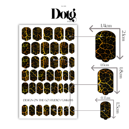 Gold Crackle Stone Nail Polish Wraps DIY Manicure & Pedicure Stickers Nail Decal Strips