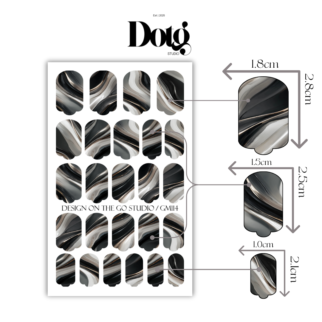 Black Marble Nail Wraps Abstract Pedicure & Manicure Stone Texture Design Nail Stickers Gel Alternative