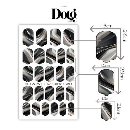 Black Marble Nail Wraps Abstract Pedicure & Manicure Stone Texture Design Nail Stickers Gel Alternative