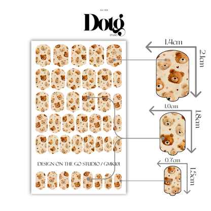 Teddy Bear Hearts Nail Polish Wraps DIY Manicure & Pedicure Stickers Nail Decal Strips