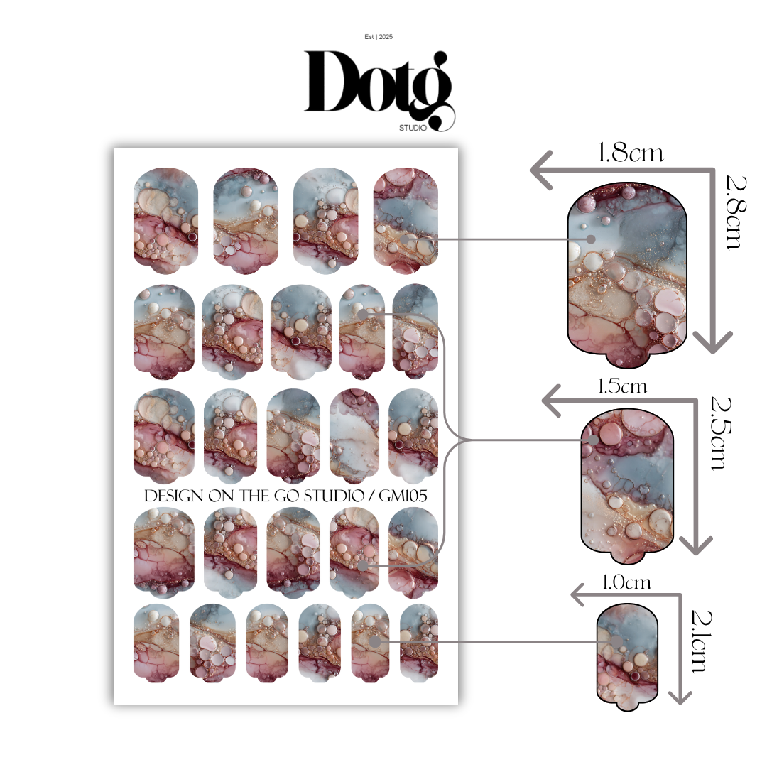 Mineral Fluid Print Nail Polish Wraps DIY Manicure & Pedicure Floral Stickers Gift for Her