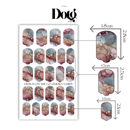Mineral Fluid Print Nail Polish Wraps DIY Manicure & Pedicure Floral Stickers Gift for Her