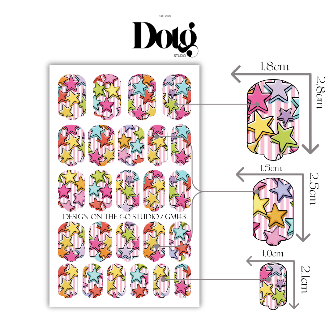 Stars Festival Nail Wraps DIY Manicure & Pedicure Retro Cartoon Nail Stickers Pop Art Strips