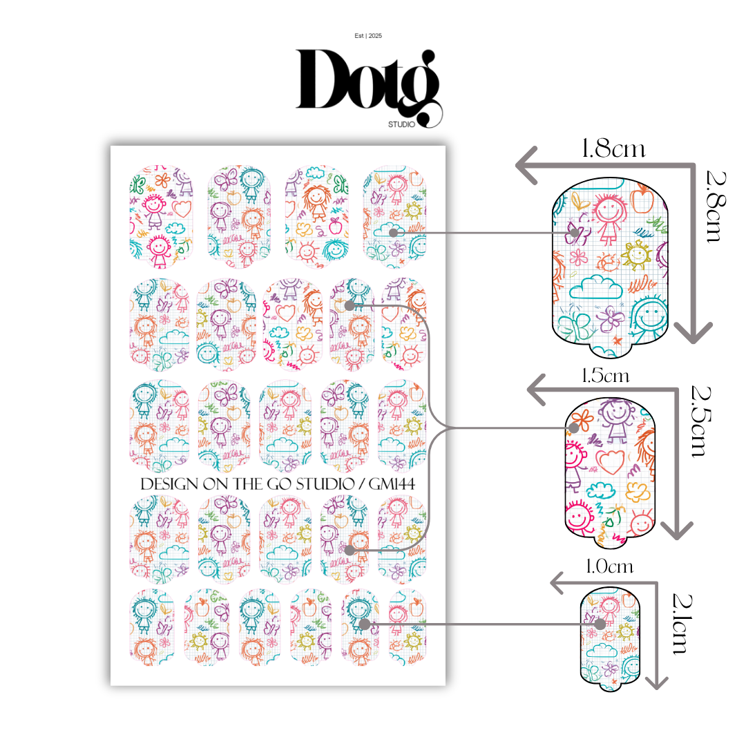 Back To School Doodle Nail Wraps DIY Manicure & Pedicure Teacher Appreciation Nail Stickers Classroom