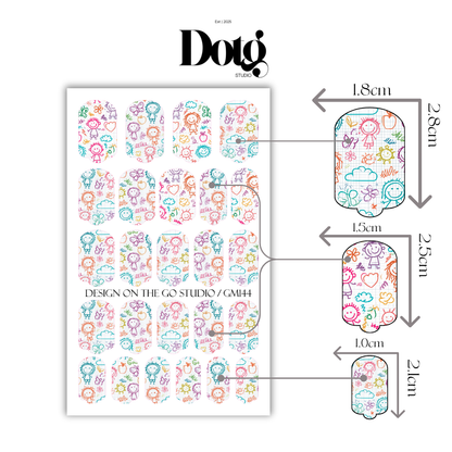 Back To School Doodle Nail Wraps DIY Manicure & Pedicure Teacher Appreciation Nail Stickers Classroom