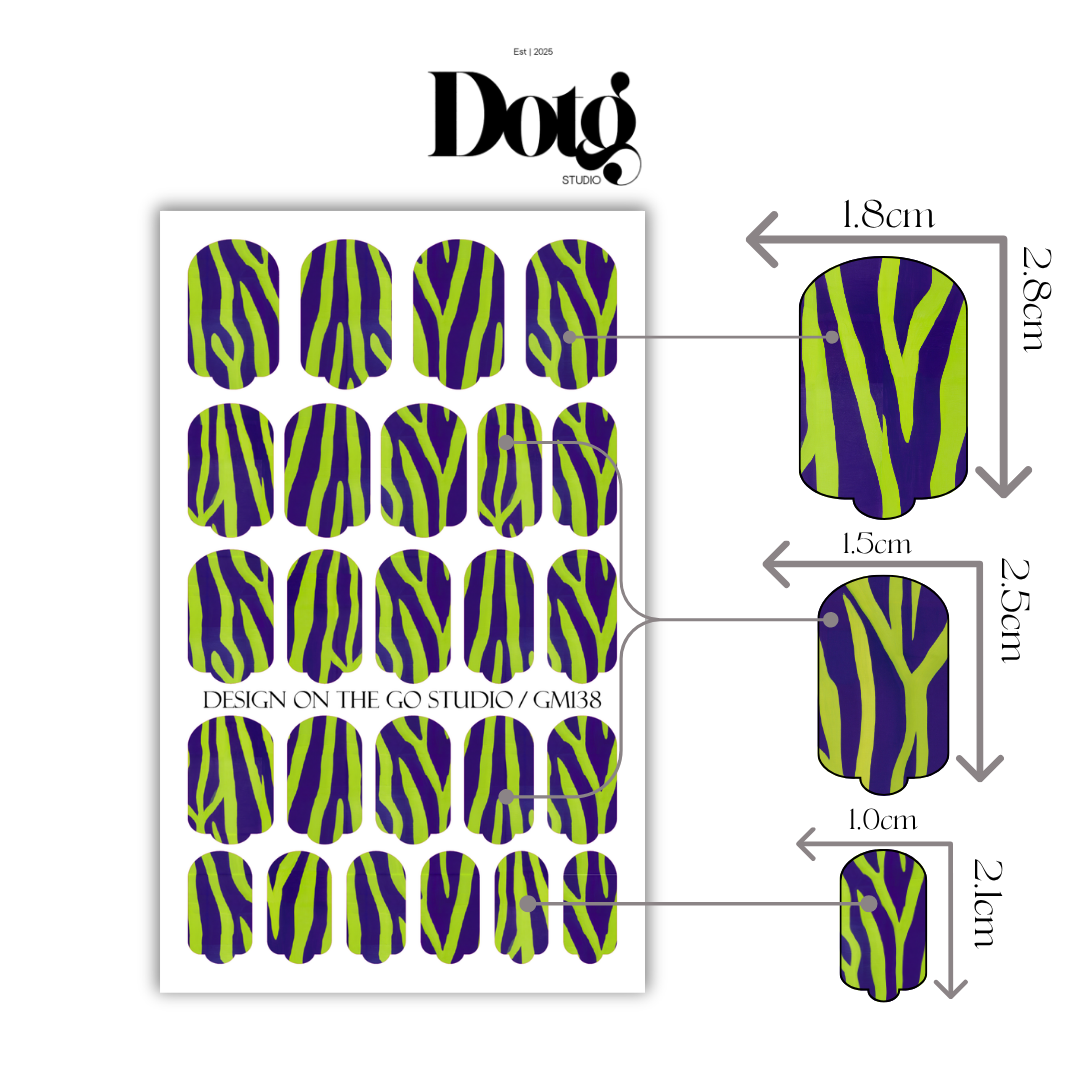 Purple Green Nail Polish Wraps DIY Manicure & Pedicure Animal Print Stickers Nail Decal Strips