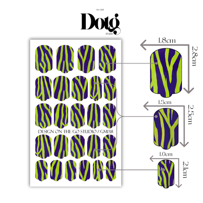Purple Green Nail Polish Wraps DIY Manicure & Pedicure Animal Print Stickers Nail Decal Strips