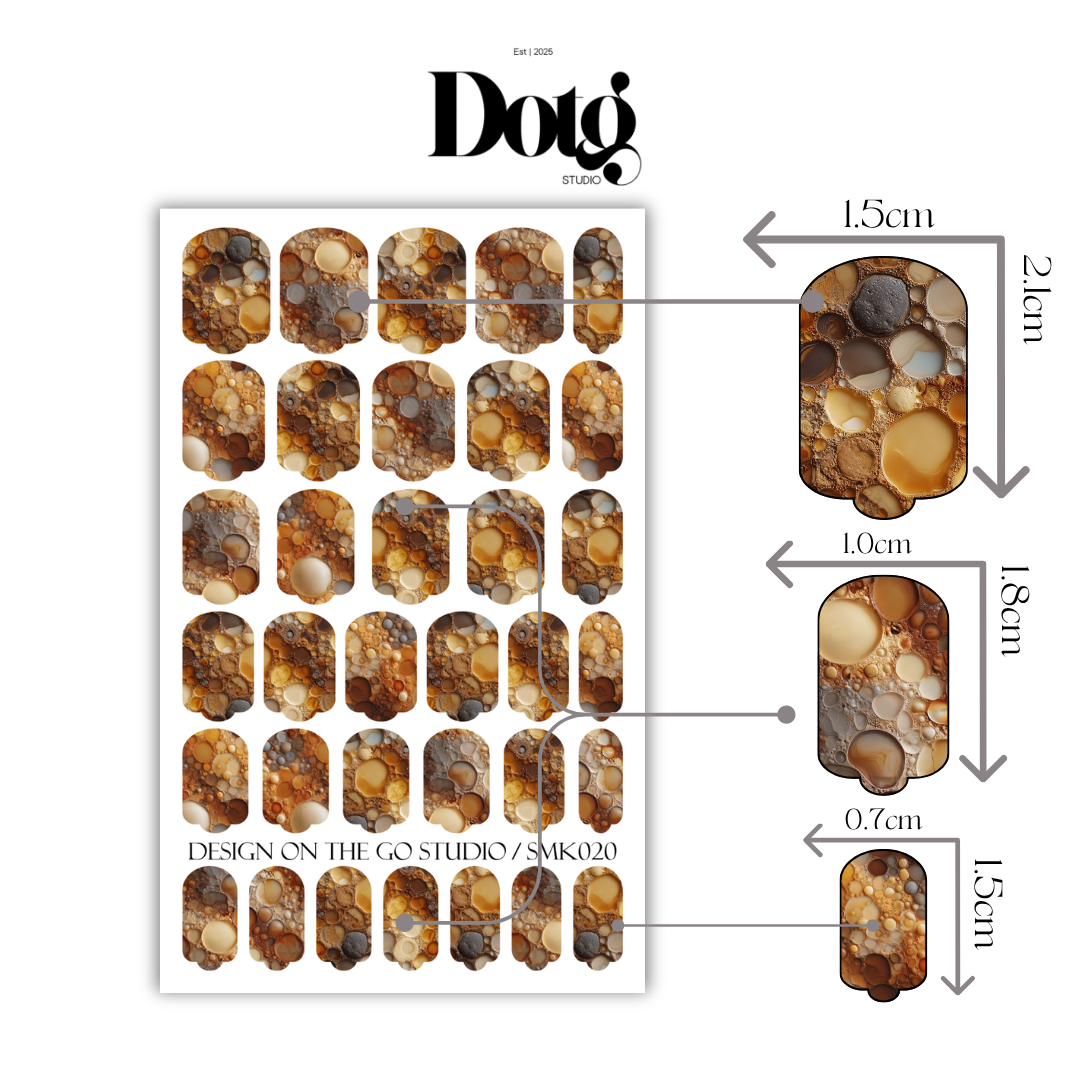 Brown Marble Nail Wrap DIY Manicure & Pedicure Stickers Neutral Nail Gift for Mom