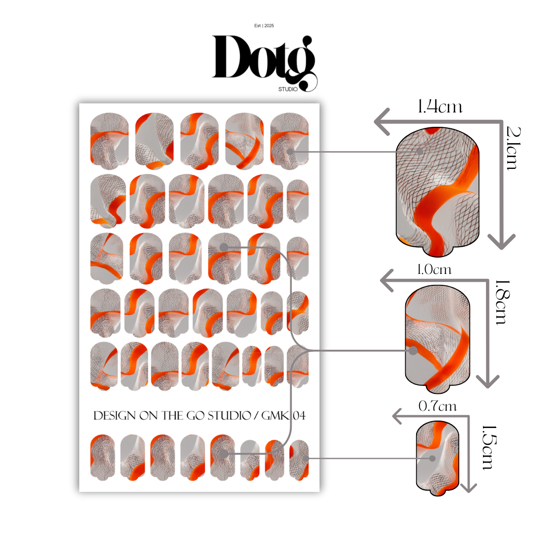 Orange Swirl Nail Wraps • Minimalist Sheer Abstract Strips • Manicure & Pedicure Stickers