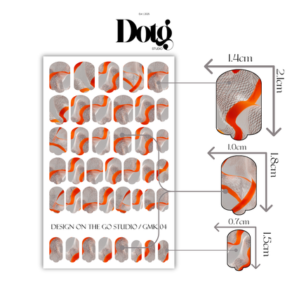 Orange Swirl Nail Wraps • Minimalist Sheer Abstract Strips • Manicure & Pedicure Stickers
