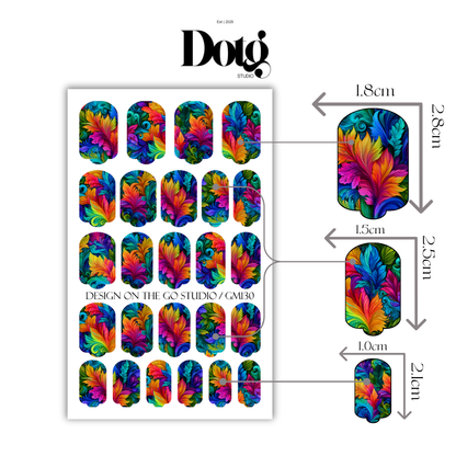 Fantasy Floral Nail Polish Wraps DIY Manicure & Pedicure Neon Garden Stickers Nail Decal Strips