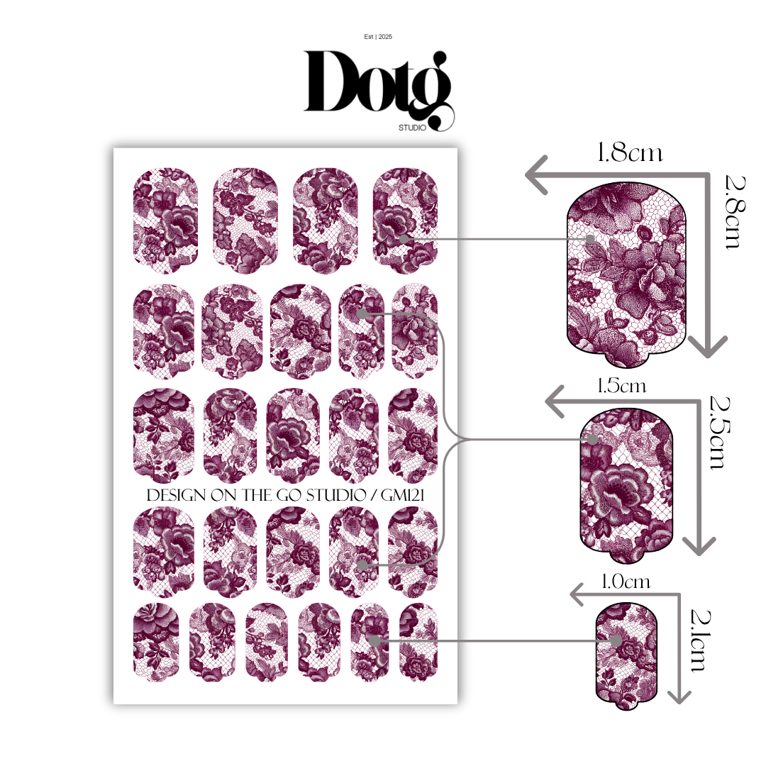 Burgundy Lace Nail Wraps