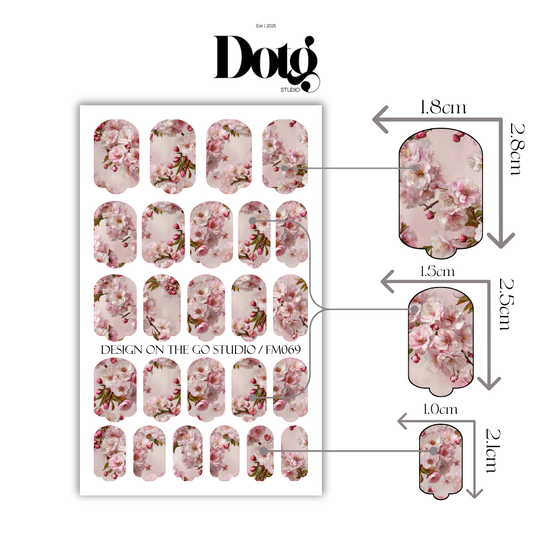 Cherry Blossom Nail Wrap for Women DIY Manicure & Pedicure Wraps Girly Nail Stickers Decal Strips