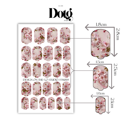 Cherry Blossom Nail Wrap for Women DIY Manicure & Pedicure Wraps Girly Nail Stickers Decal Strips