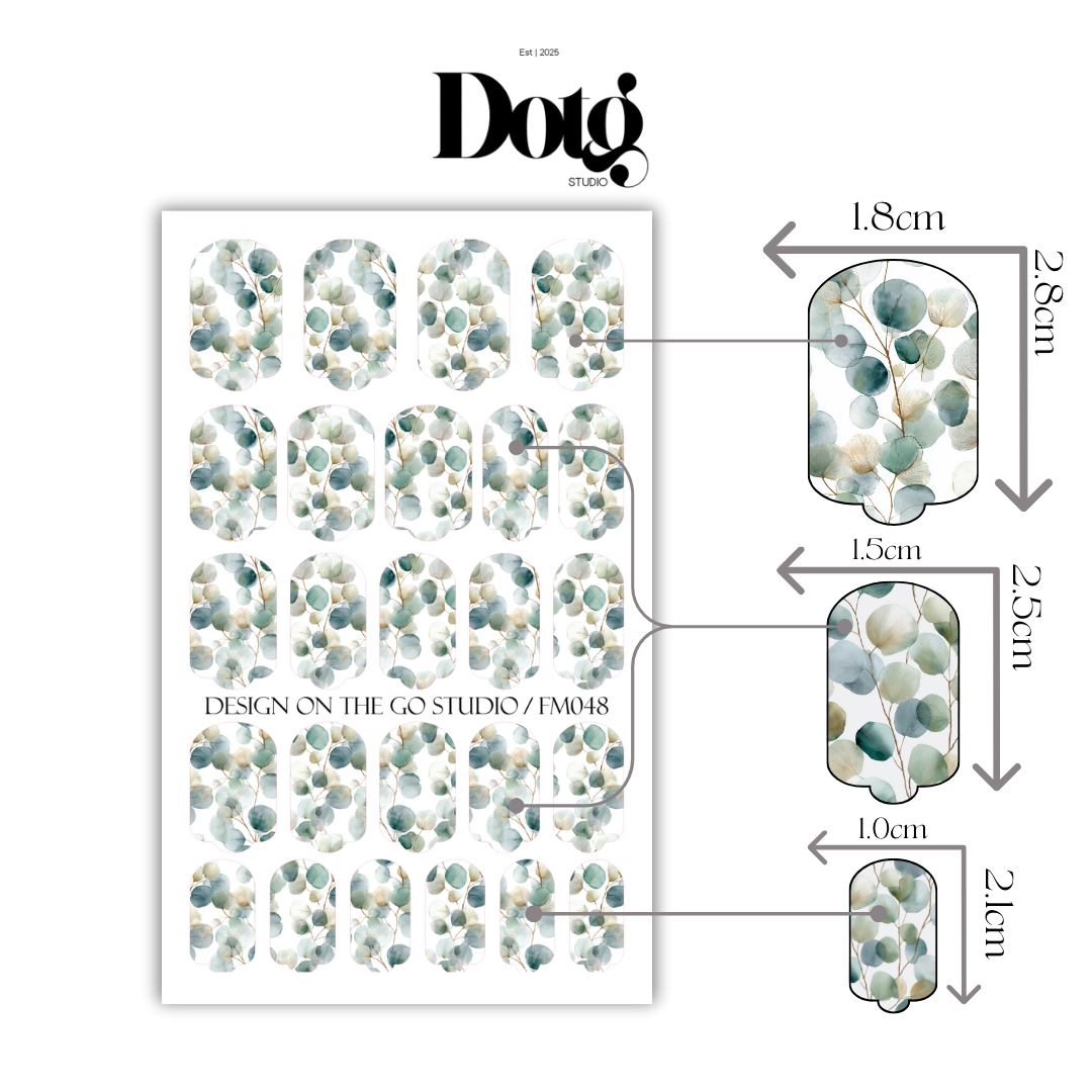 Eucalyptus Leaves Nail Polish Wraps DIY Manicure and Pedicure Stickers Nail Decal Strips