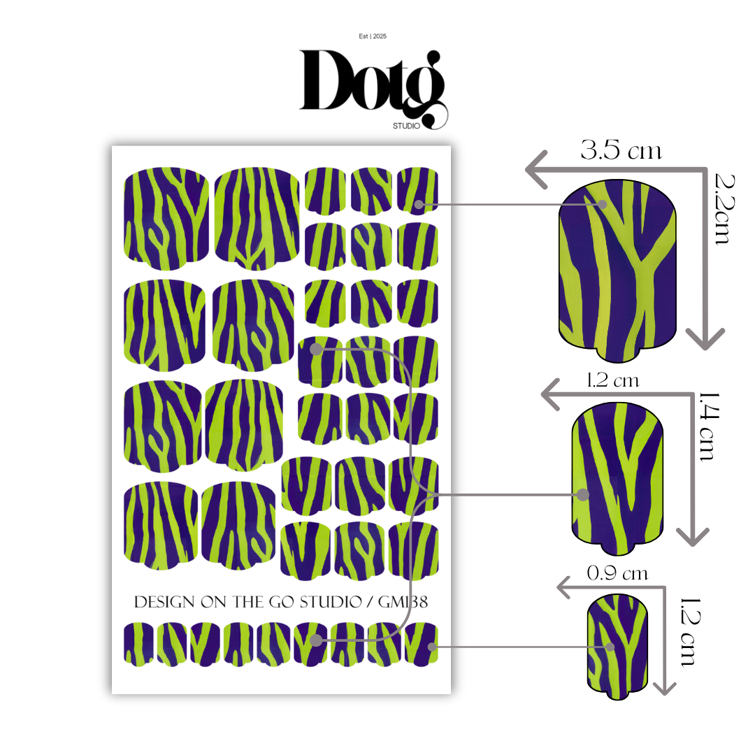 Purple Green Nail Polish Wraps DIY Manicure & Pedicure Animal Print Stickers Nail Decal Strips
