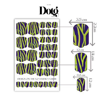 Purple Green Nail Polish Wraps DIY Manicure & Pedicure Animal Print Stickers Nail Decal Strips
