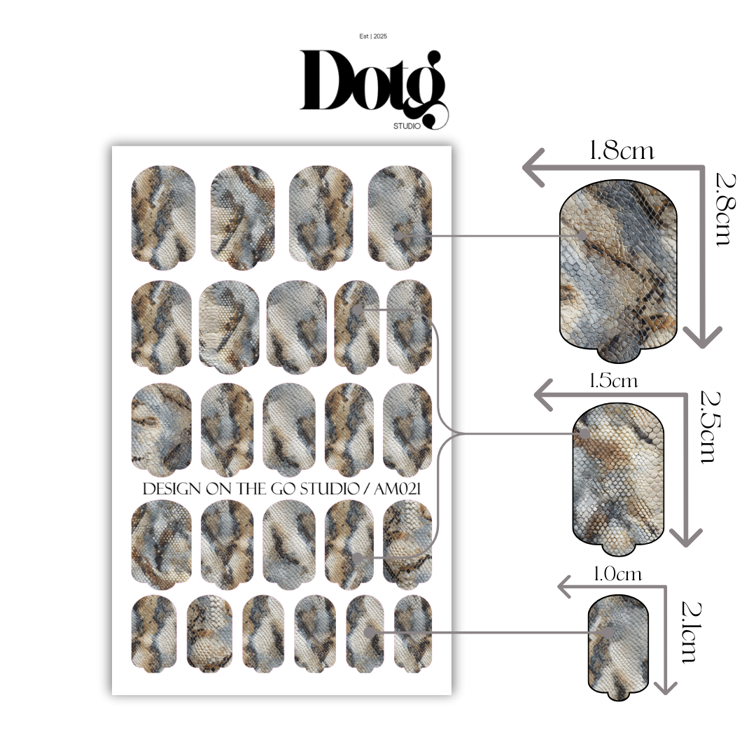 Neutral Snake Skin Nail Polish Wraps DIY Manicure & Pedicure Stickers Nail Decal Strips