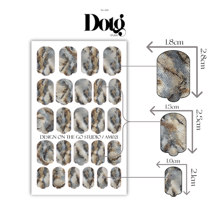 Neutral Snake Skin Nail Polish Wraps DIY Manicure & Pedicure Stickers Nail Decal Strips