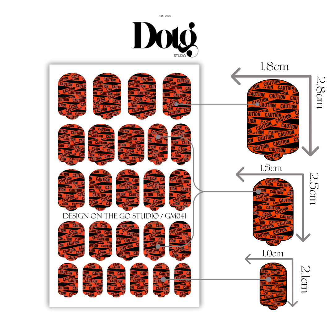 Halloween Caution Nail Wraps DIY Manicure and Pedicure Stickers