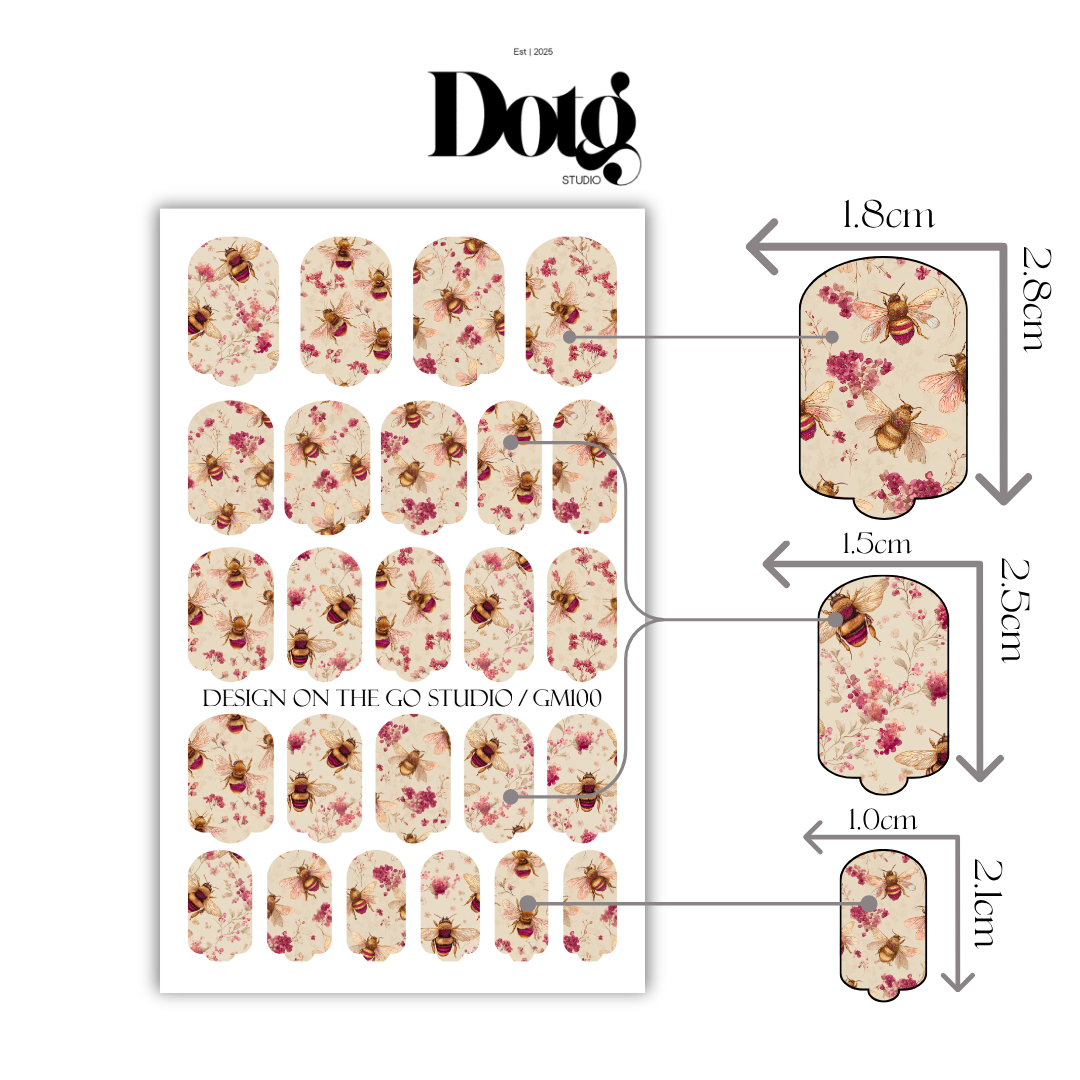 HoneyBee Florals Nail Polish Wraps DIY Manicure & Pedicure Stickers Nail Decal Strips