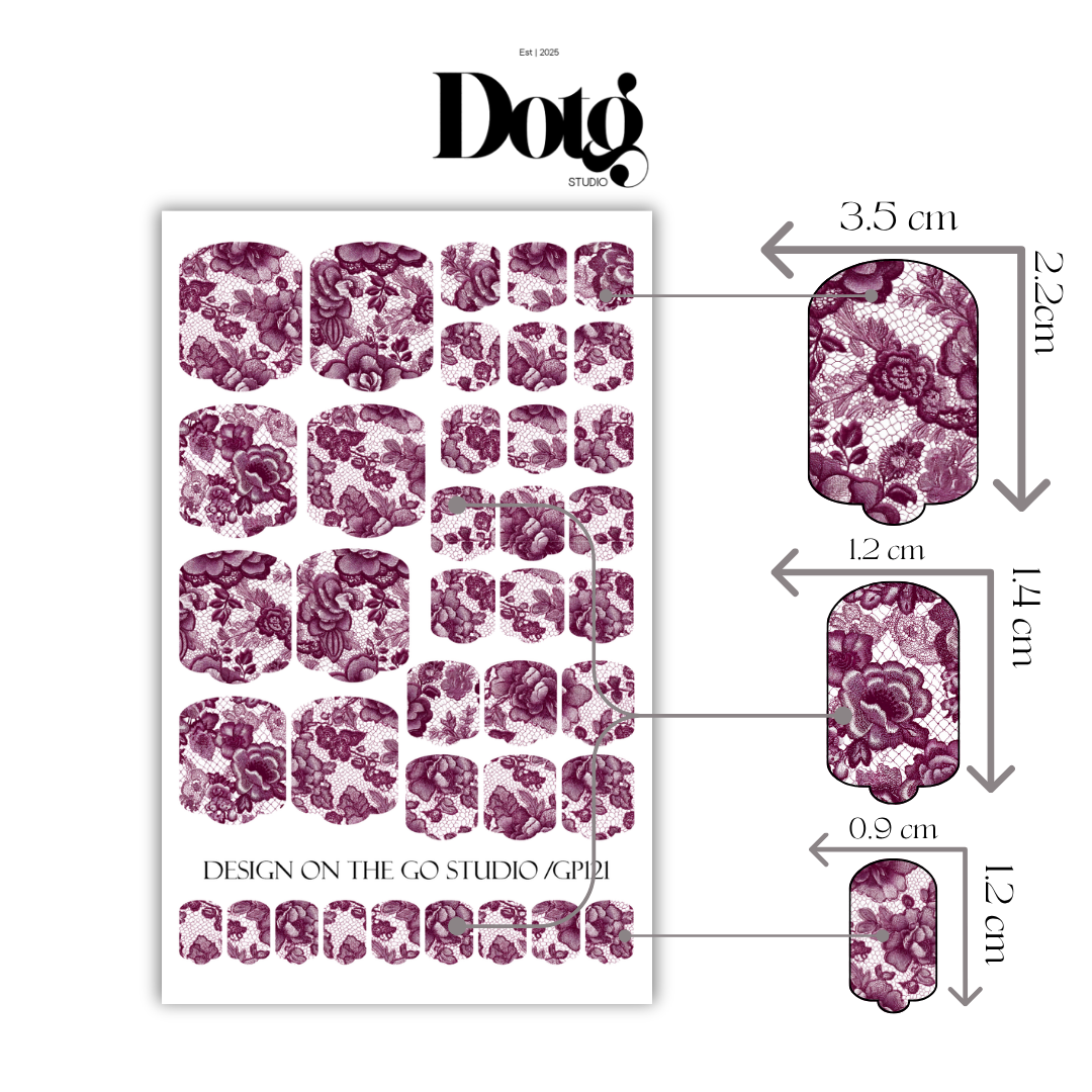 Burgundy Lace Nail Wraps