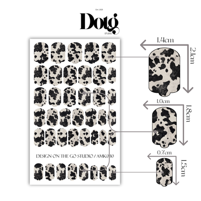 Cow Print Nail Wraps Black White Pattern Long Lasting Gel Alternative Statement Nails