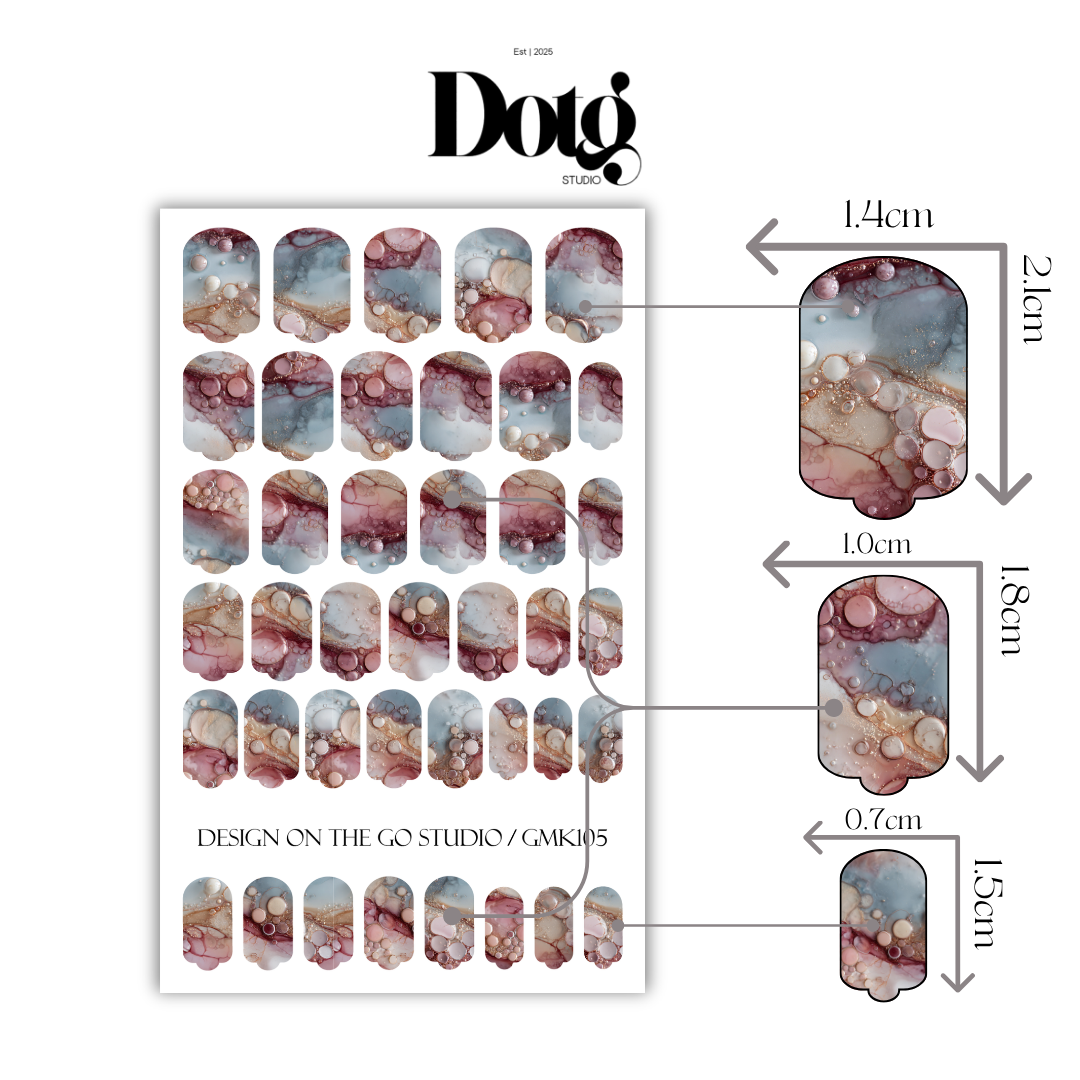 Mineral Fluid Print Nail Polish Wraps DIY Manicure & Pedicure Floral Stickers Gift for Her