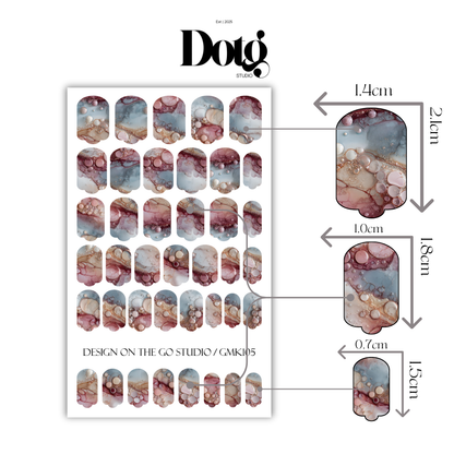Mineral Fluid Print Nail Polish Wraps DIY Manicure & Pedicure Floral Stickers Gift for Her