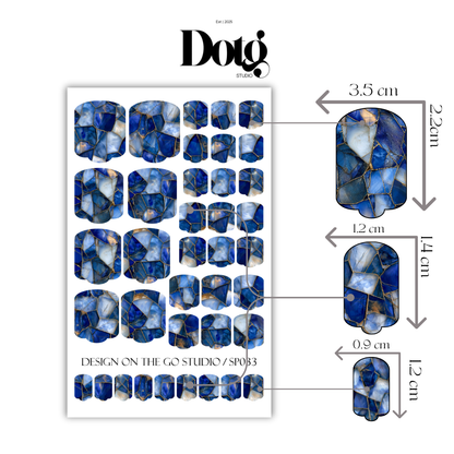 Blue Stone Nail Polish Wraps DIY Manicure & Pedicure Geometric Abstract Nail Stickers Decal Strips