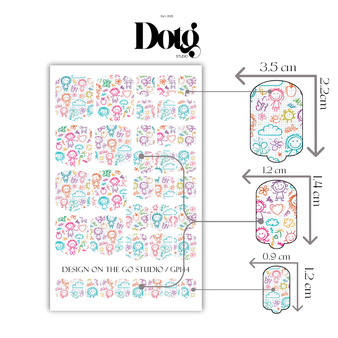 Back To School Doodle Nail Wraps DIY Manicure & Pedicure Teacher Appreciation Nail Stickers Classroom