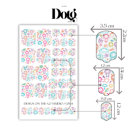 Back To School Doodle Nail Wraps DIY Manicure & Pedicure Teacher Appreciation Nail Stickers Classroom