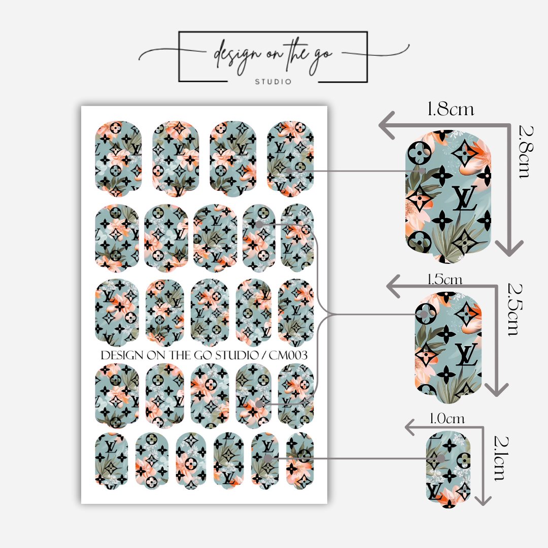 Floral Monogram Nail Wrap Manicure & Pedicure Fashionable Nail Stickers