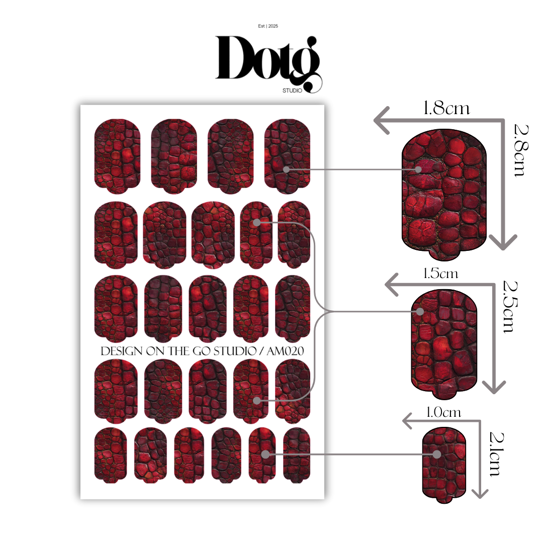 Ruby Reptile Nail Wraps DIY Manicure & Pedicure Nail Stickers Decal Strips