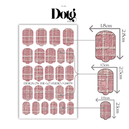 Pink Tweed Nail Wraps DIY Manicure & Pedicure Nail Stickers Decal Strips
