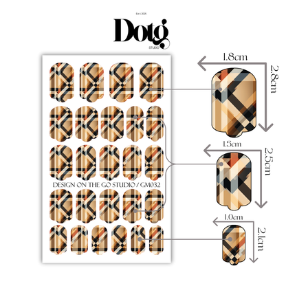 Beige Plaid Nail Wrap DIY Manicure & Pedicure Nail Stickers Decal Strips