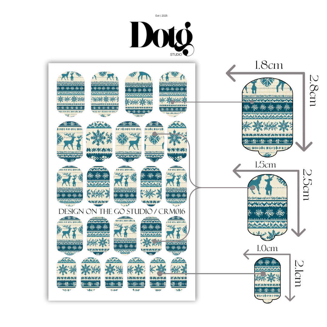 Reindeer Nail Wraps Winter DIY Christmas Sweater Nail Stickers Manicure and Pedicure Decal Strips