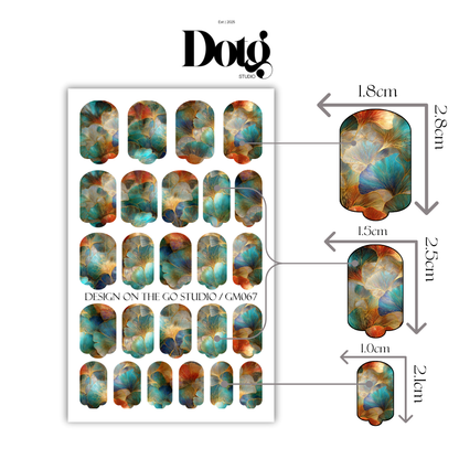 Teal Gold Nail Polish Wraps DIY Manicure & Pedicure Stickers Nail Decal Strips