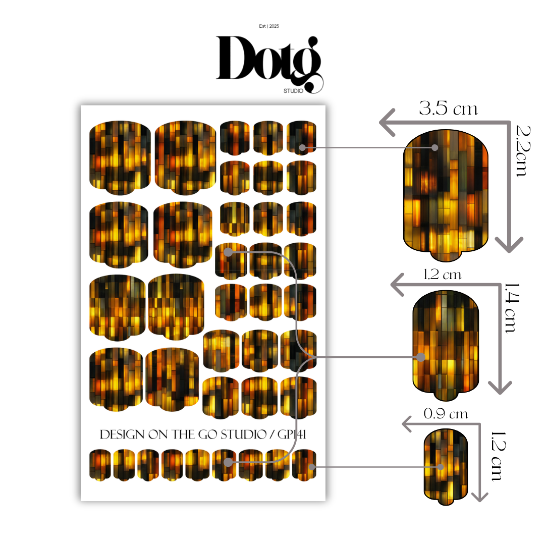 Stained Gold Nail Polish Wraps DIY Manicure & Pedicure Amber Glass Stickers Nail Decal Strips
