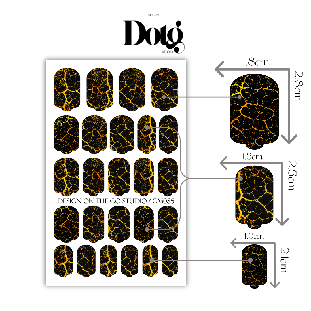 Gold Crackle Stone Nail Polish Wraps DIY Manicure & Pedicure Stickers Nail Decal Strips