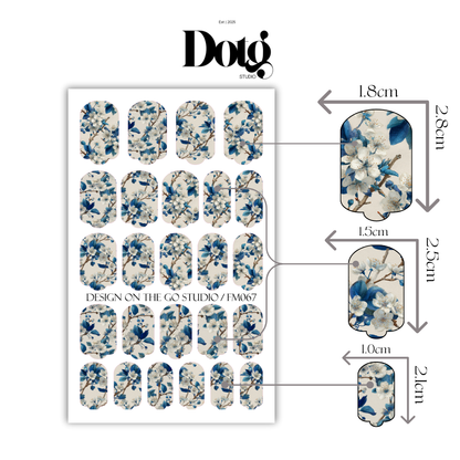 Blue Botanicals Nail Wraps DIY Manicure & Pedicure Stickers Spring Nail Decal Strips