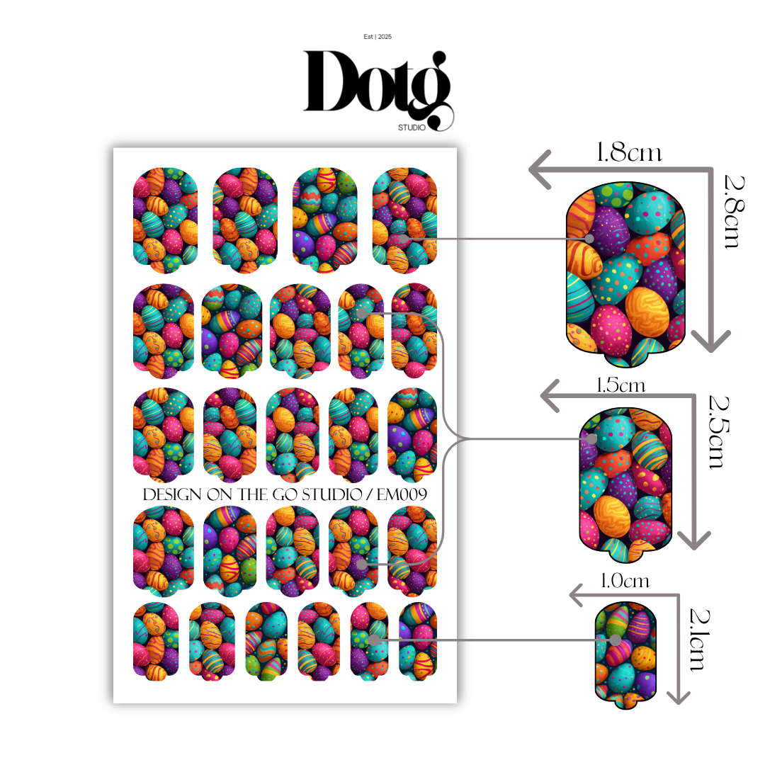 Colorful Easter Eggs Nail Polish Wraps DIY Manicure & Pedicure Stickers Nail Decal Strips