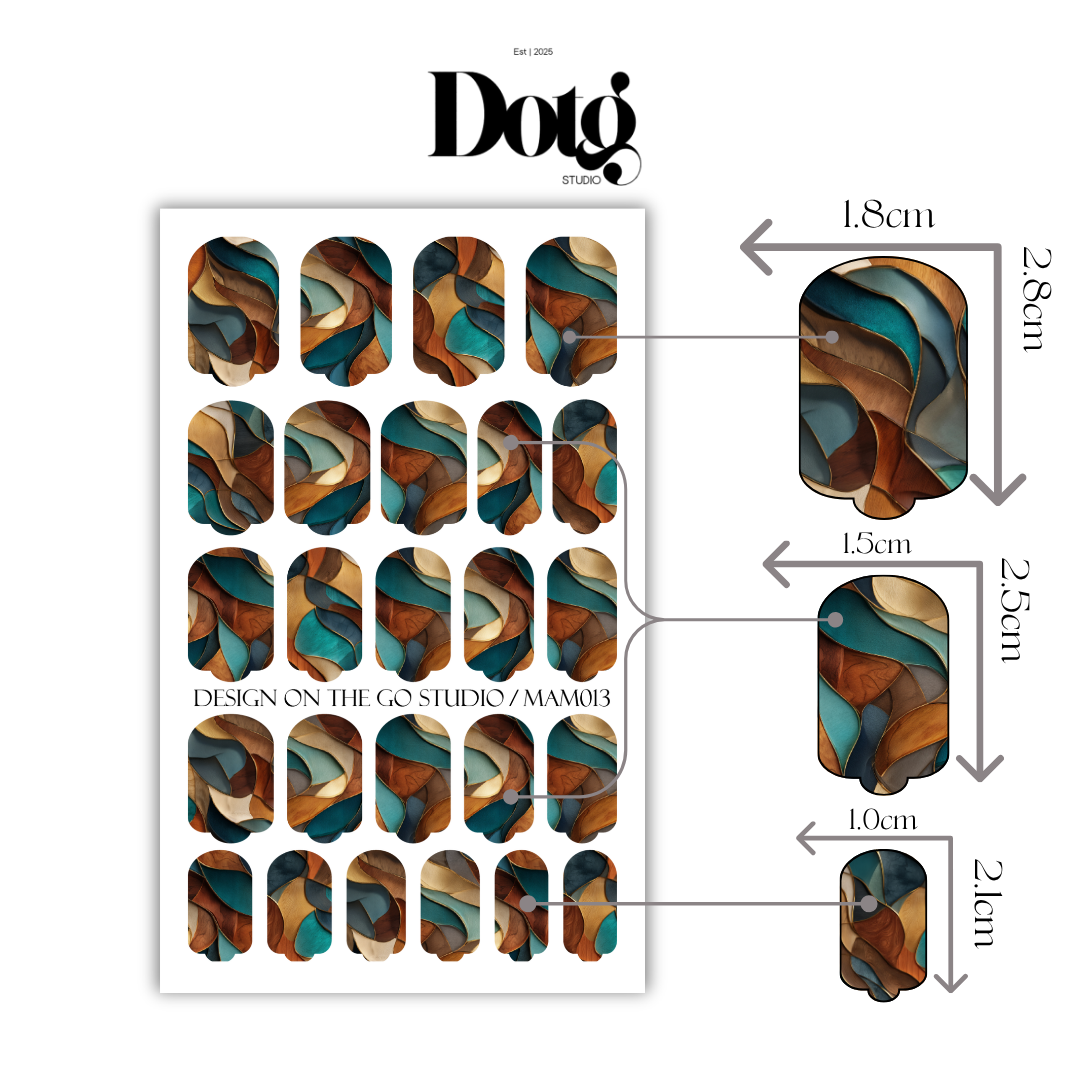 Abstract Luxe Wood Nail Polish Wraps DIY Manicure & Pedicure Stickers Nail Decal Strips