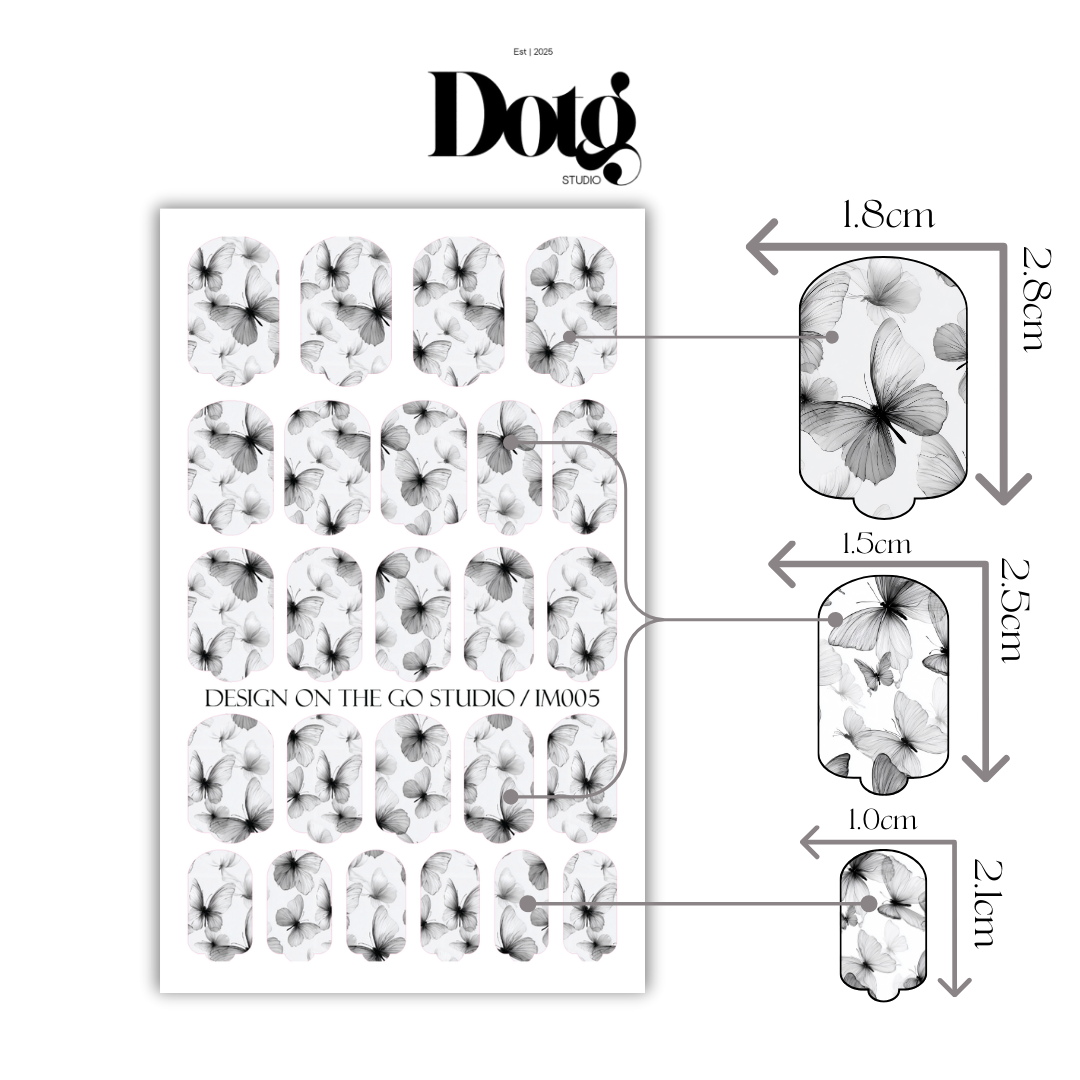 Black Veil Nail Polish Wraps DIY Butterflies Manicure Stickers Nail Decal Strips