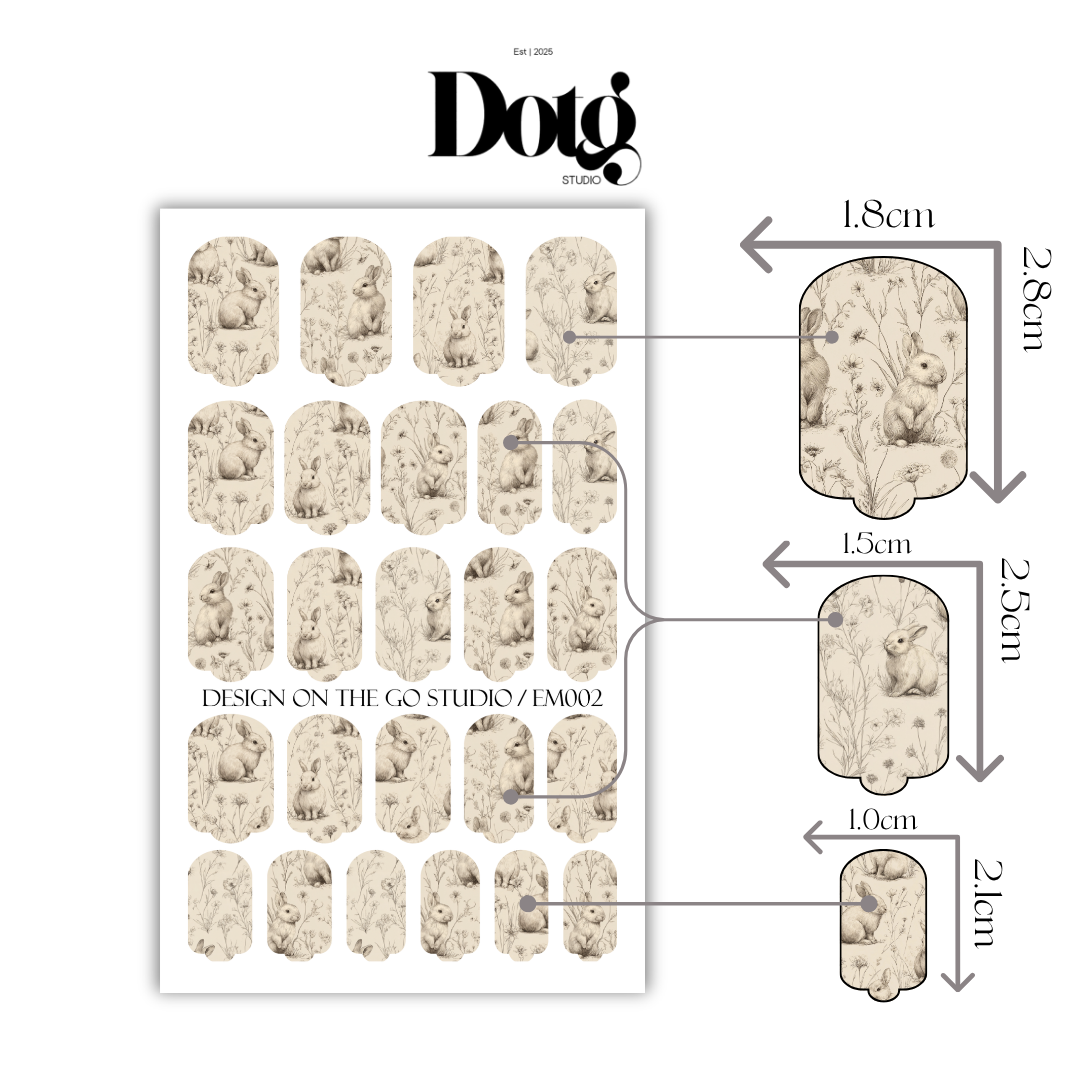 Botanical Bunny Nail Polish Wraps DIY Manicure & Pedicure Stickers Nail Decal Strips