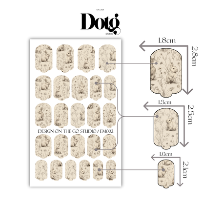 Botanical Bunny Nail Polish Wraps DIY Manicure & Pedicure Stickers Nail Decal Strips