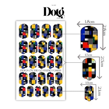 Nail Wrap Modern Mondrian Decals DIY At-Home Geometric Manicure & Pedicure Stickers for Her