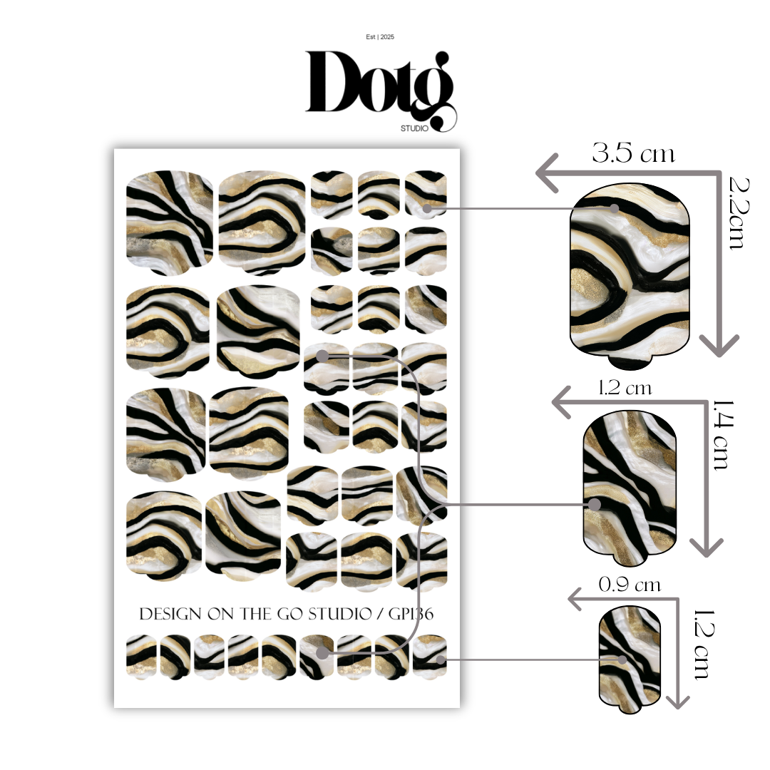 Pearl Abstract Nail Polish Wraps DIY Manicure & Pedicure Gold Vintage Nail Stickers Decal Strips